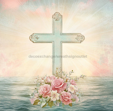Religious Sign, Cross Sign, DCO-02391, Sign For Wreath, 10x10 Metal Sign